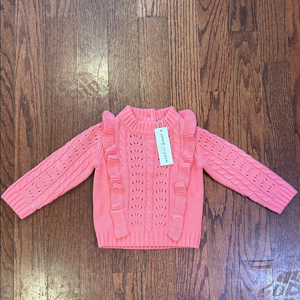 NWT Janie and Jack Pink Ruffled Knit Sweater
